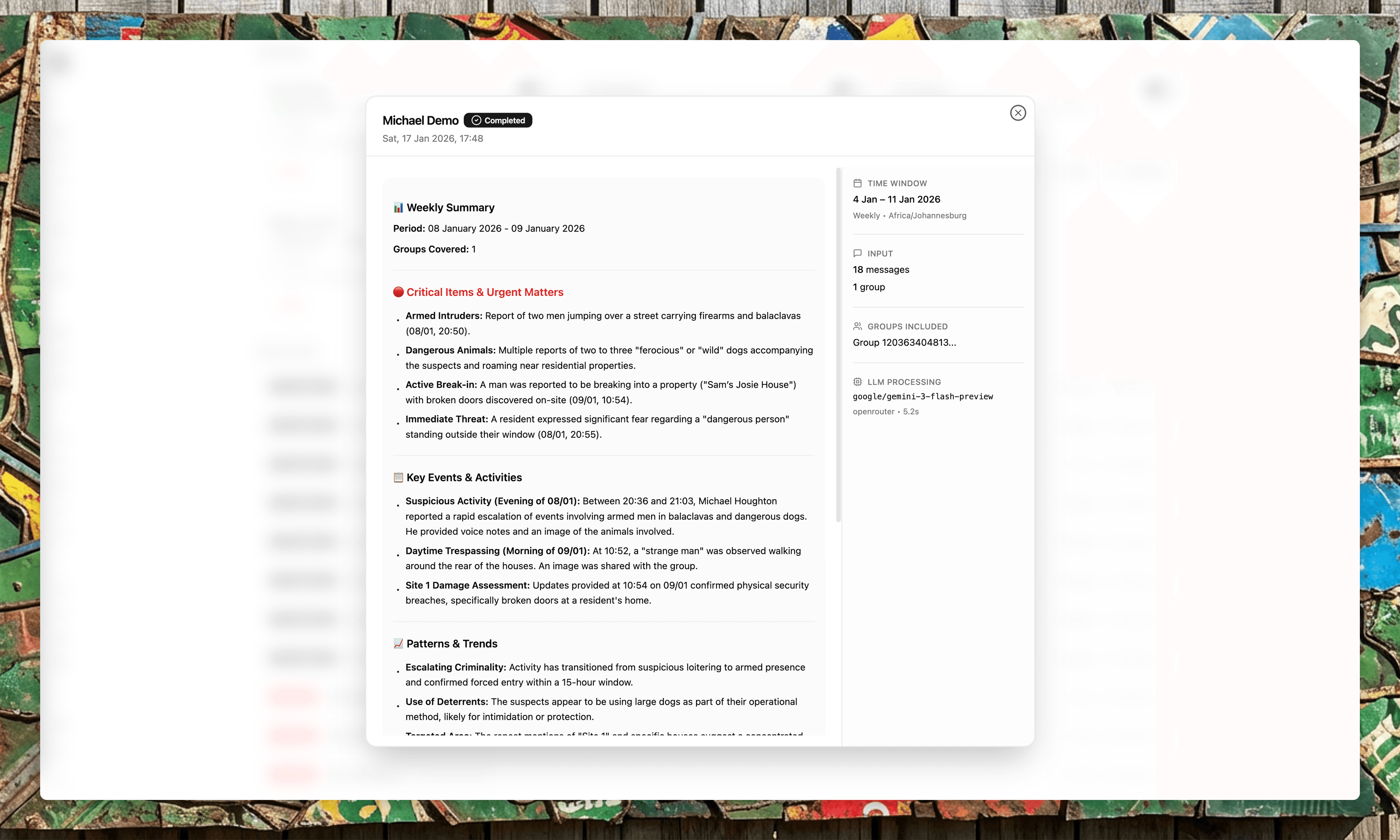 Insights scheduled summary