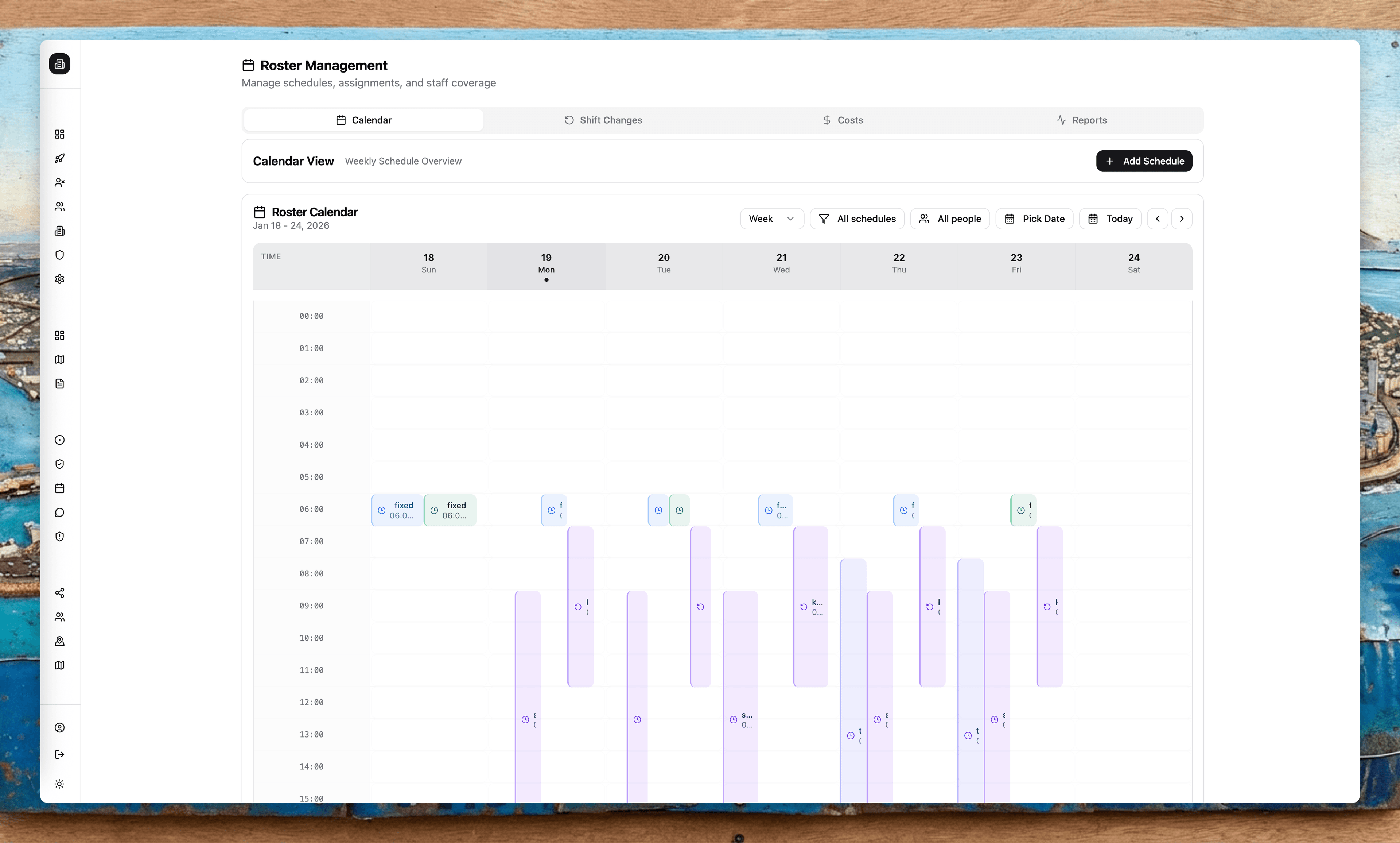 Roster planning calendar